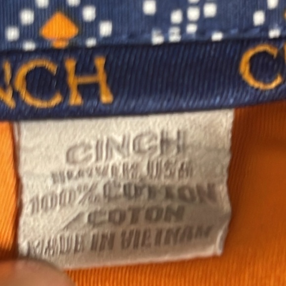 Cinch Men's Button-Down Western Dressy Shirt Solid Orange Size XL Collared - Picture 10 of 12